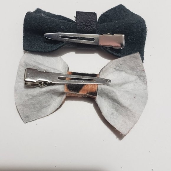 2 piece bundle handmade hair bows with clips clip - Picture 3 of 5